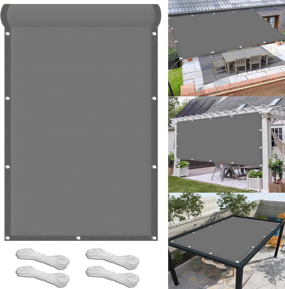 Schaduwdoek Rechthoekig - Zonnedoek Waterdicht - Buitenruimte Creëren - UV Bescherming - 3.6 x 3.6 m - Lichtgrijs
