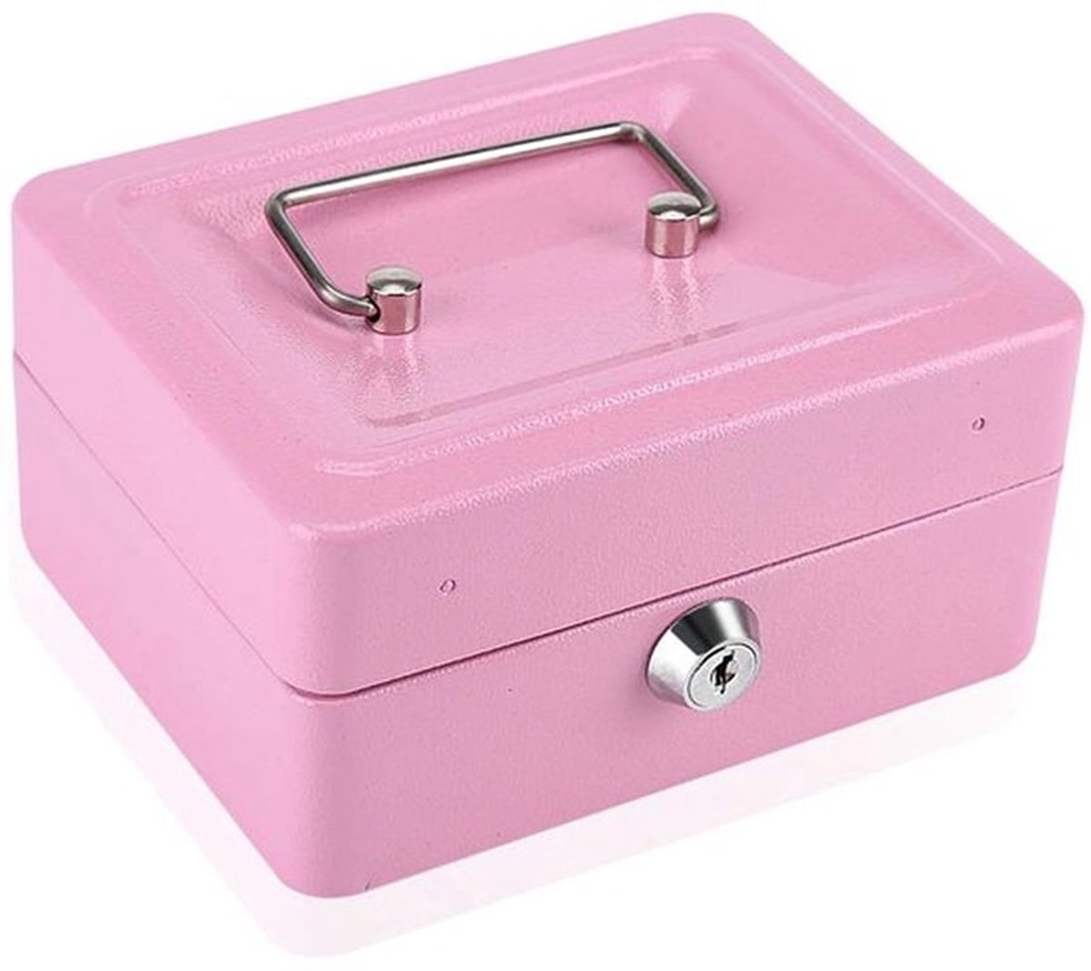 Doos met doos met hangslot, geldkist van staal, met hangslot, mini-huishouden, draagbaar, sleutelslot, roze