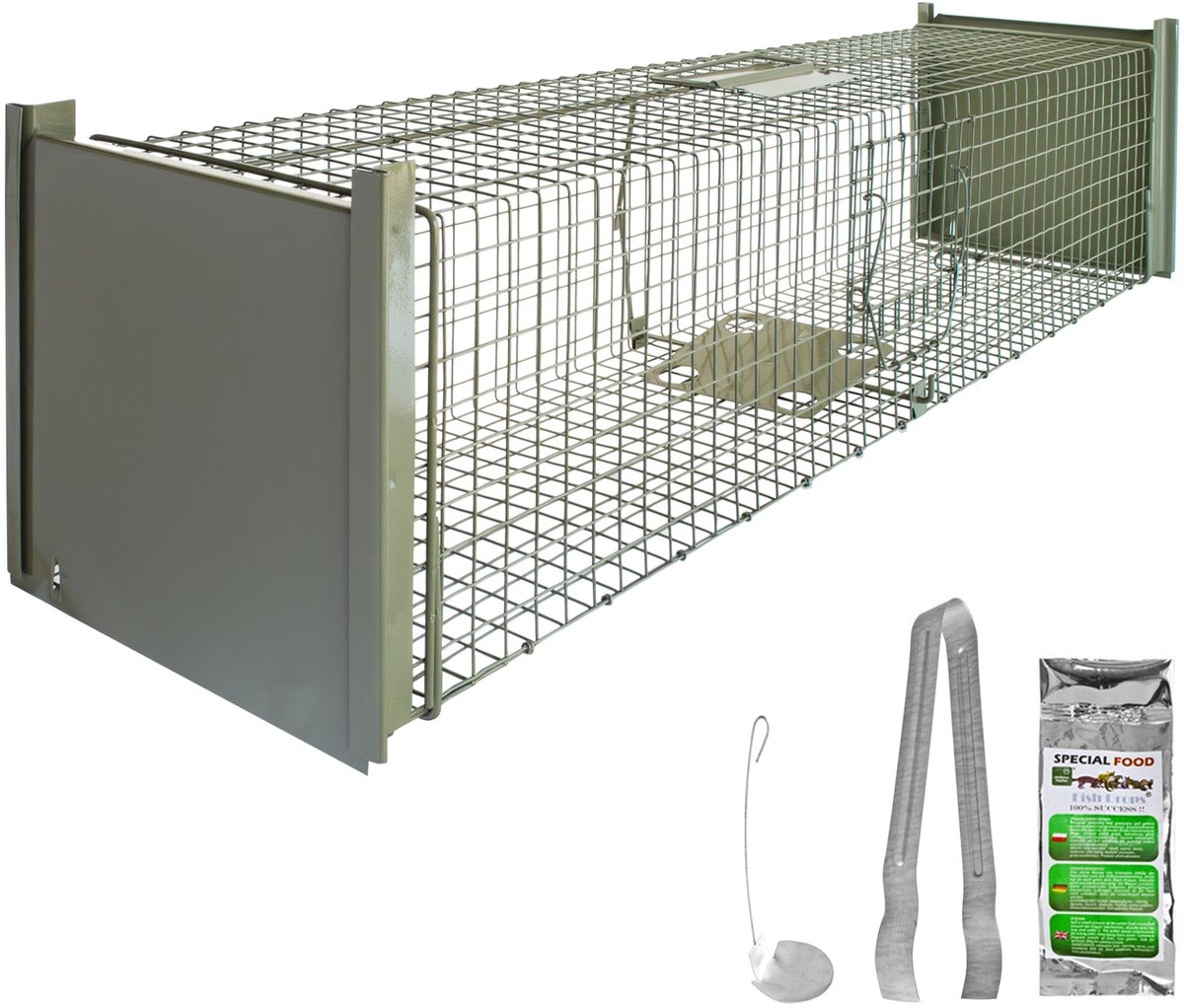 Stroomdraadval voor marters, wezels, tuinkonijnen, verplaatsingsval, huisaccessoire, rat, rattenval, zolder, 120 x 26 x 26 cm, groen, Petigi