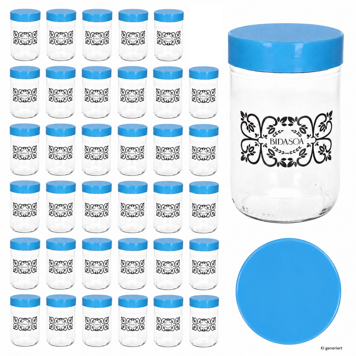 36-delige set bewaarglas IDA met kunststof deksel blauw – 24868
