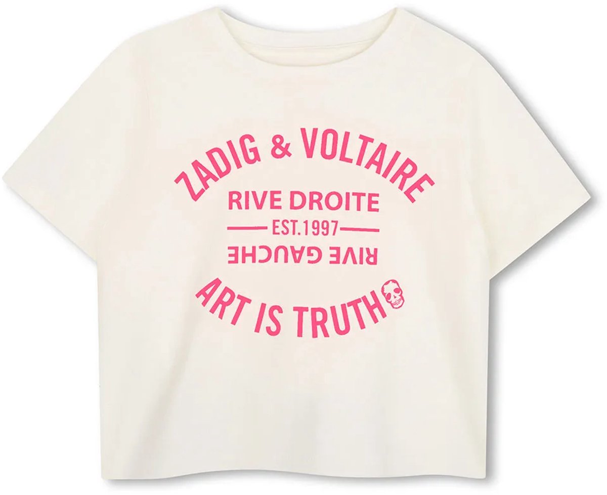 Zadig & Voltaire X60793 T-shirt Met Korte Mouwen Beige 10 Years Meisje
