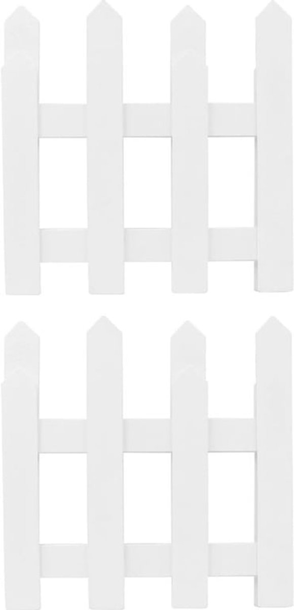 Houten witte rand tuin piket hek - decoratieve panelen voor gazon, bloembedden, plantenranden - 1 pak van 4 panelen