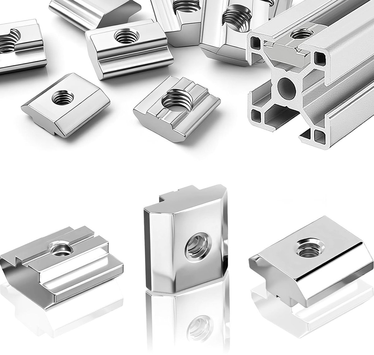 Slotted Nuts M5 Type B - 60 Stuks voor 30 Serie Aluminium Profiel, T-Groef Blokken, Carbon Staal, Ideaal voor Constructies en Bevestigingen