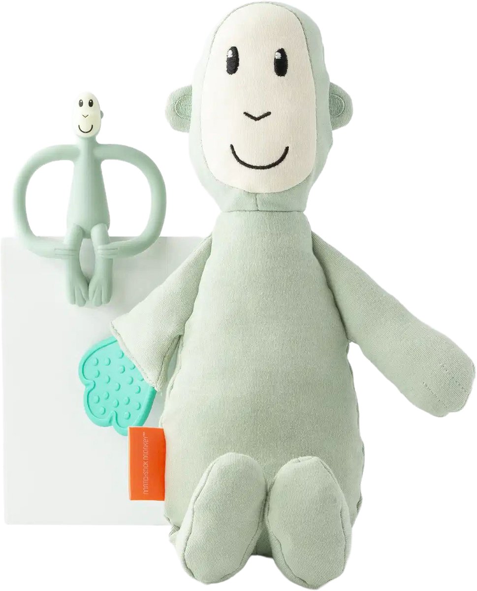 Matchstick Monkey Giftset Knuffel en Bijtring - Muntgroen