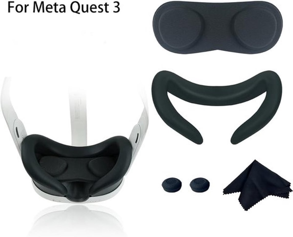 Geïntensiveerde VR-gezichtsbedekkingsset voor Meta Quest 3 - Zweetbestendig en Waterdicht Gezichtsmasker met Kussen en Lenshoes thumbnail 6