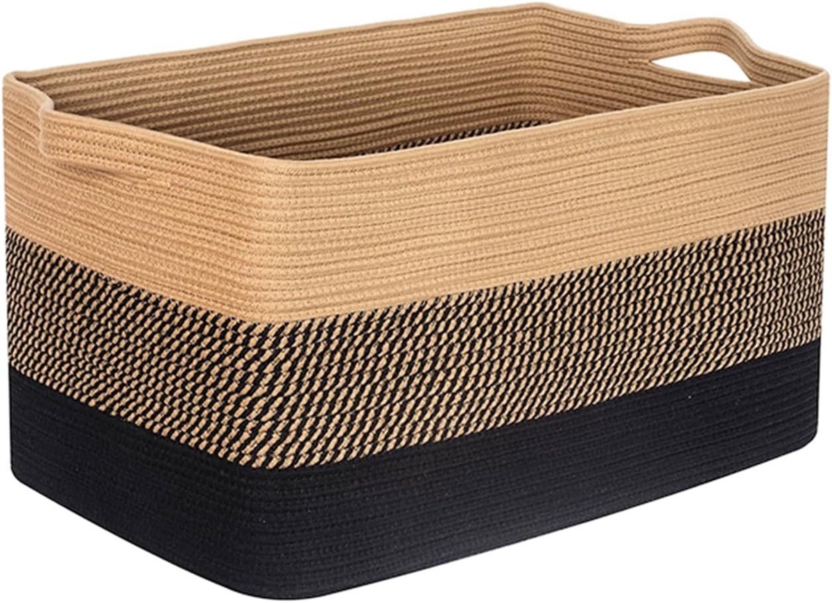 Opvouwbare Opbermand van Katoen 63L met Handvatten - Vierkante Wasmand voor Woonkamer en Kinderkamer, Duurzaam en Stijlvol Design