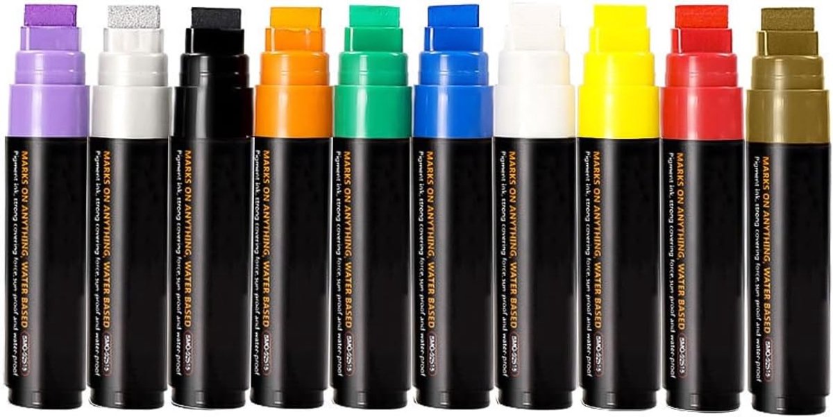 Acrylmarker - Op waterbasis - 15 mm Extra grote viltstift - Felle kleuren - Voor Creatief Schilderen