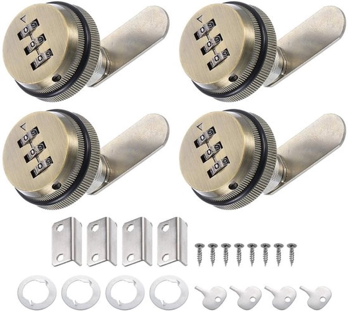 1,5 Inch Combinatie Cam Lock - 4 Stuks File Cabinet Locks met Combinatiecode - Verchroomd voor 0,5-0,5 Inch Dikte - Groen