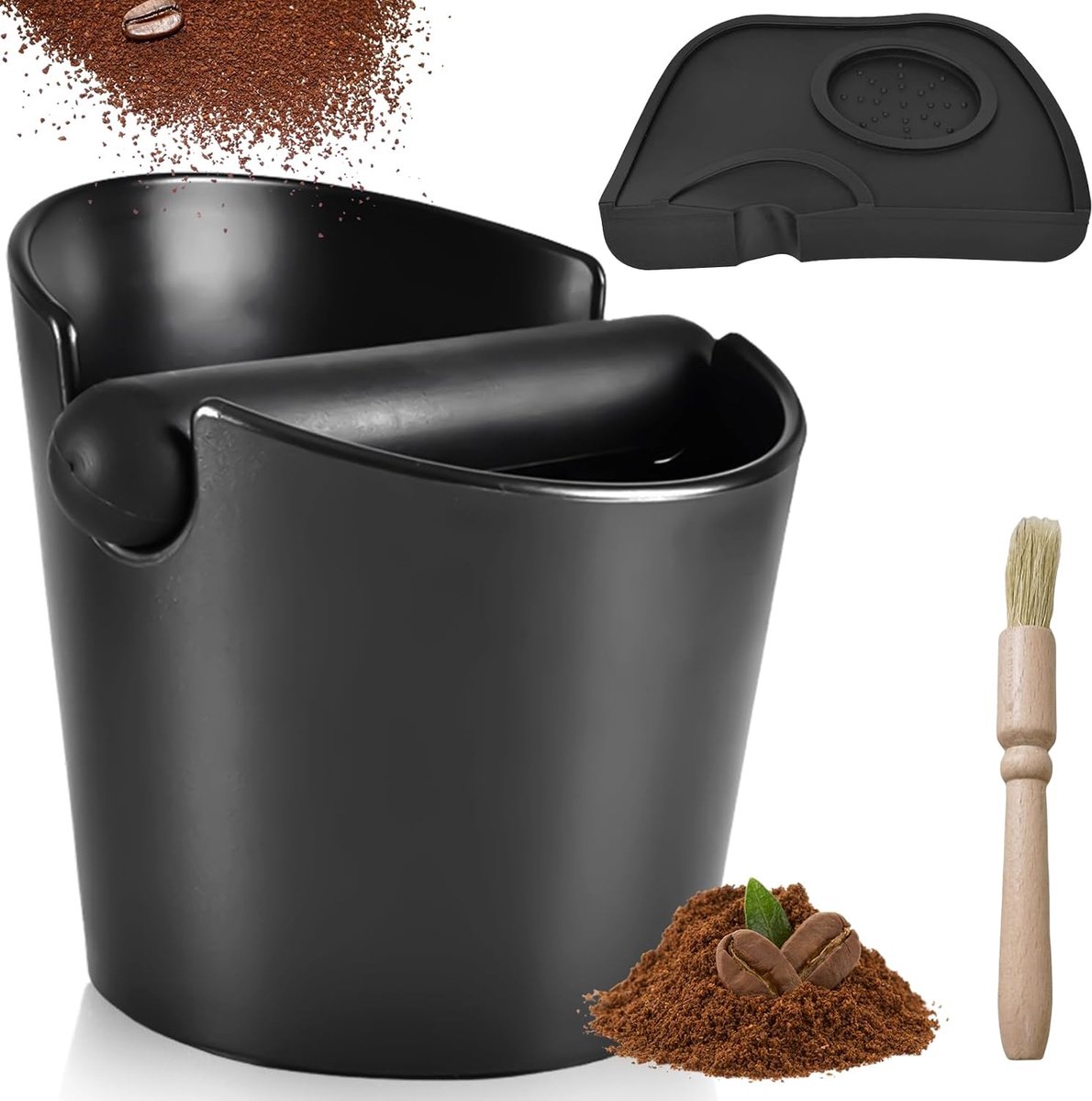 Afklopcontainer voor zeefdrager, koffiedik bslagcontainer, espresso afklopcontainer met afneembare klophendel, Knock Box Barista accessoires, espresso klopbox voor keuken, café, restaurant, kantoor