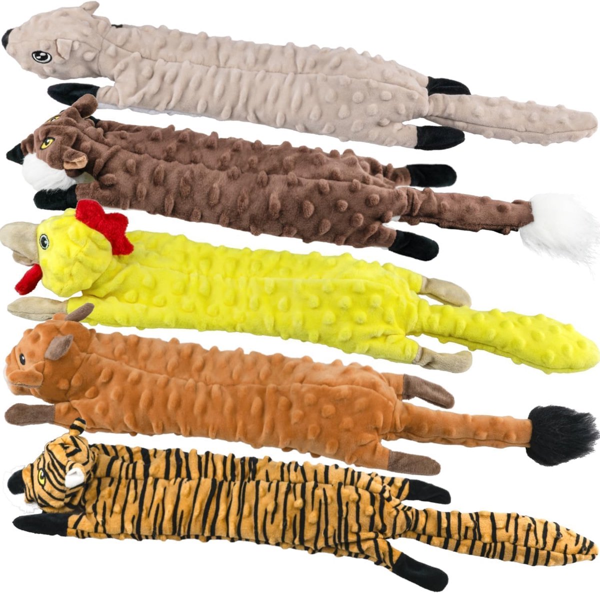 Piepend Speelgoed 5-Pack Bubbelpluche Puppy Speelgoed Voor Tanden Ontwikkeling Huisdier Speelgoed Met Gerinkel Hond Speelgoed Zonder Vulling Dieren Hond Speelgoed Hondjes Speelgoed Hond