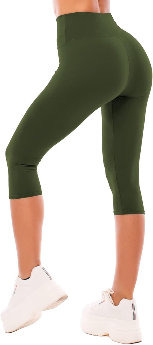 Legging Capri met hoge taille voor vrouwen, Boterachtig zacht niet transparante legging voor buikcontrole, Plus-maat Workout Gym Yoga rekbare broek