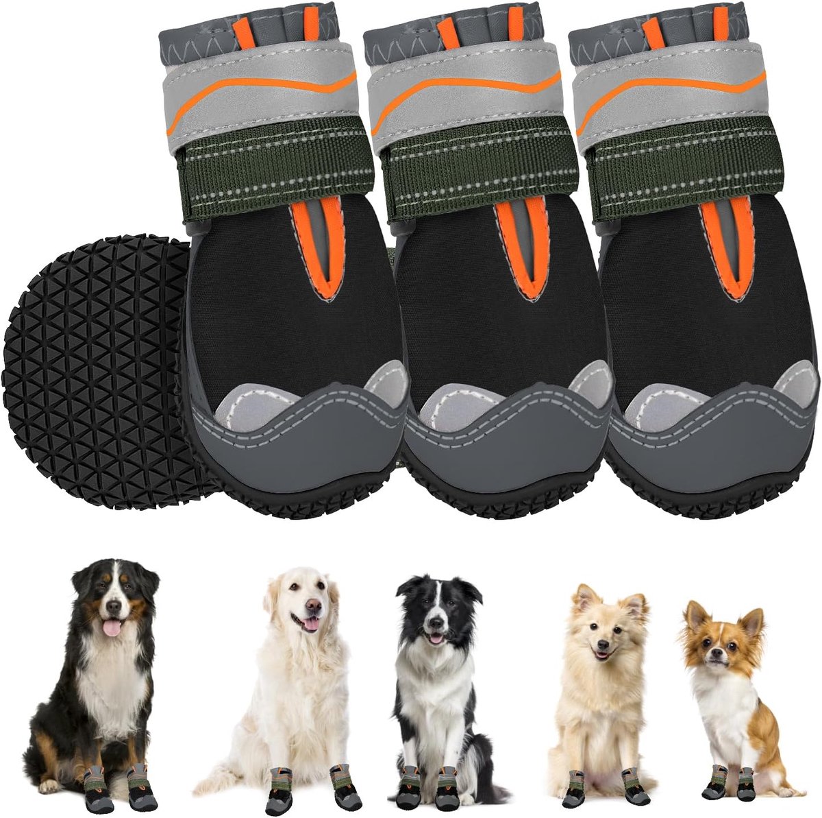 Schoenen voor honden, pootbescherming, waterdichte hondenschoenen met verstelbare reflecterende antislipzool, laarzen voor kleine, middelgrote en grote honden