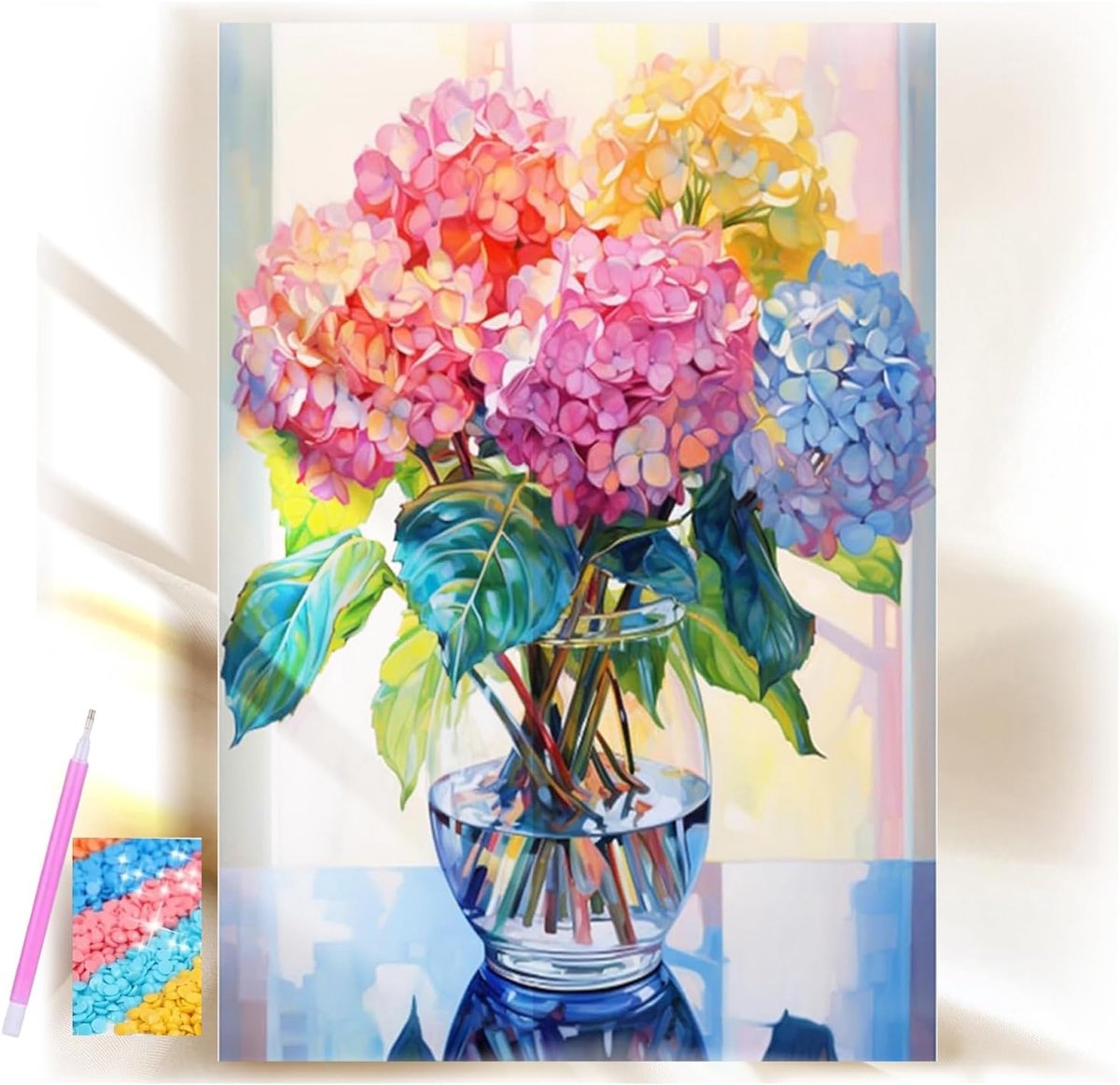 Kleurrijke 5D-diamantschilderijen, bloemendozen, handgemaakte mozaïekset, woondecoratie