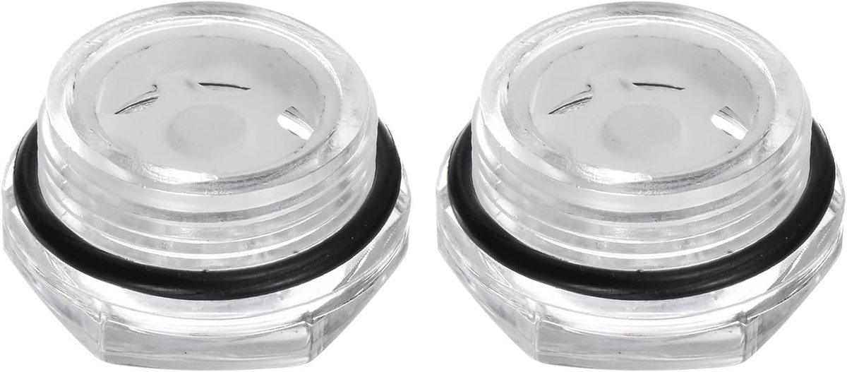 Glazen controlelampje, oliecompressor, lucht, M26 x 1,5 mm, mannelijk, vloeistofniveau-indicator, zeskantkop, kunststof, olie, O-ring, weergave voor luchtcompressor, armaturen, transparant