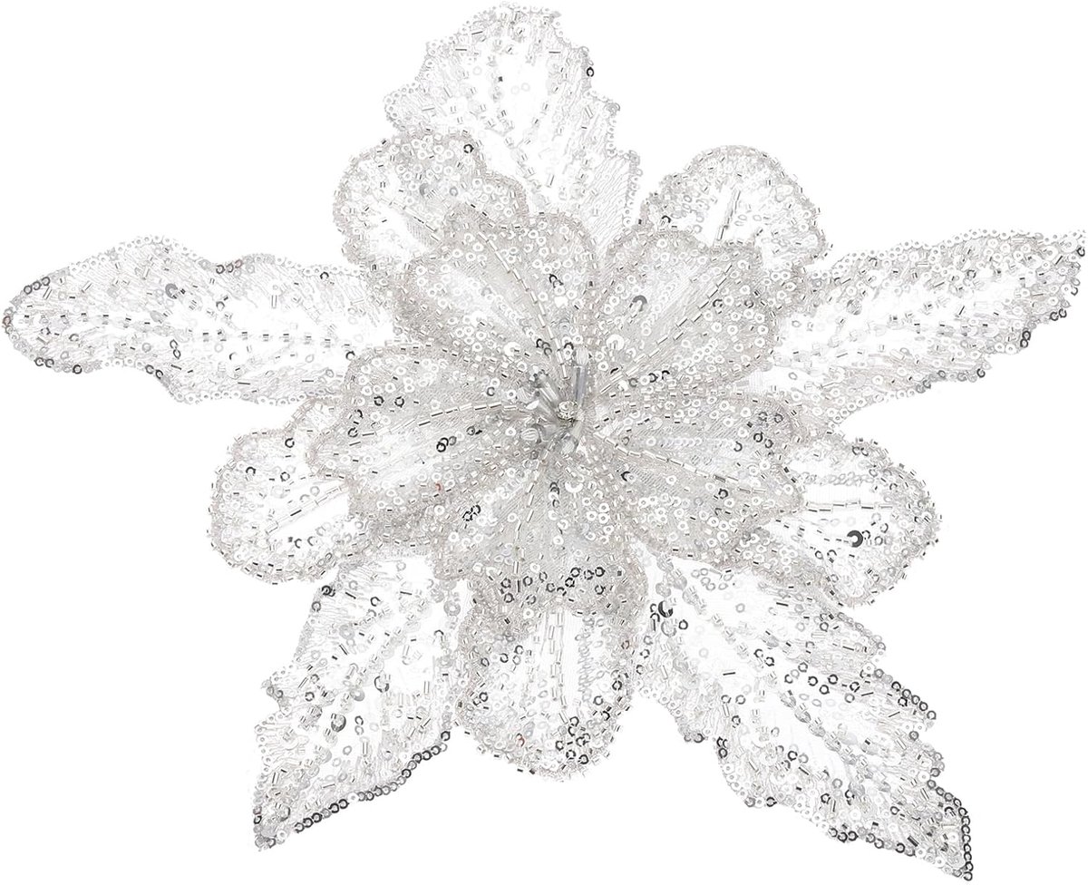 Handgemaakte strass applicatie, bloem kant patches met pailletten kralen naaien op kristal kralen kant applicatie voor trouwjurken doe-het-zelf kleding ambacht, zilver toon