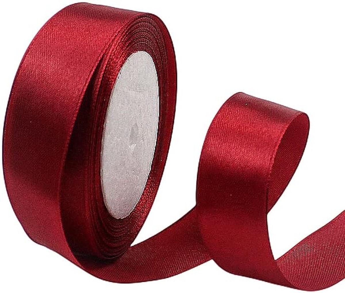 Lint Rode Wijn 25mm,22 Meters Satijnen Linten, Decoratie Zijden Linten, Cadeaulint, Autolint,Stoffen Linten van Zijde en Satijn, voor Bruiloft, Feest, Verjaardag,Valentijn Party