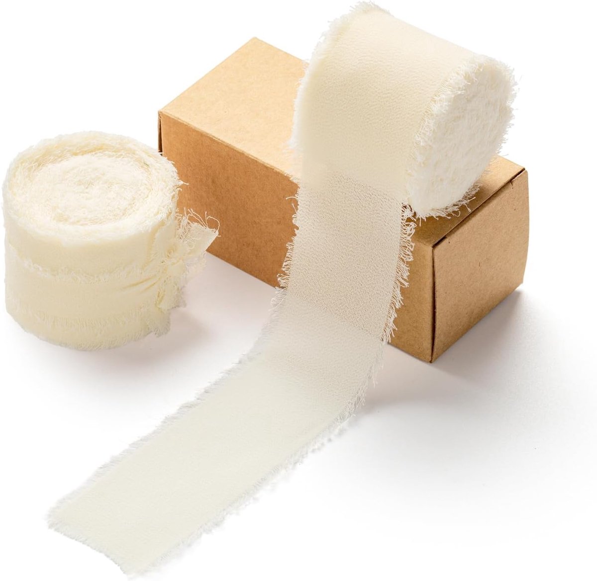 Lint 3,8 cm chiffonlint breed cadeaulint bruiloft stoffen lint beige crème