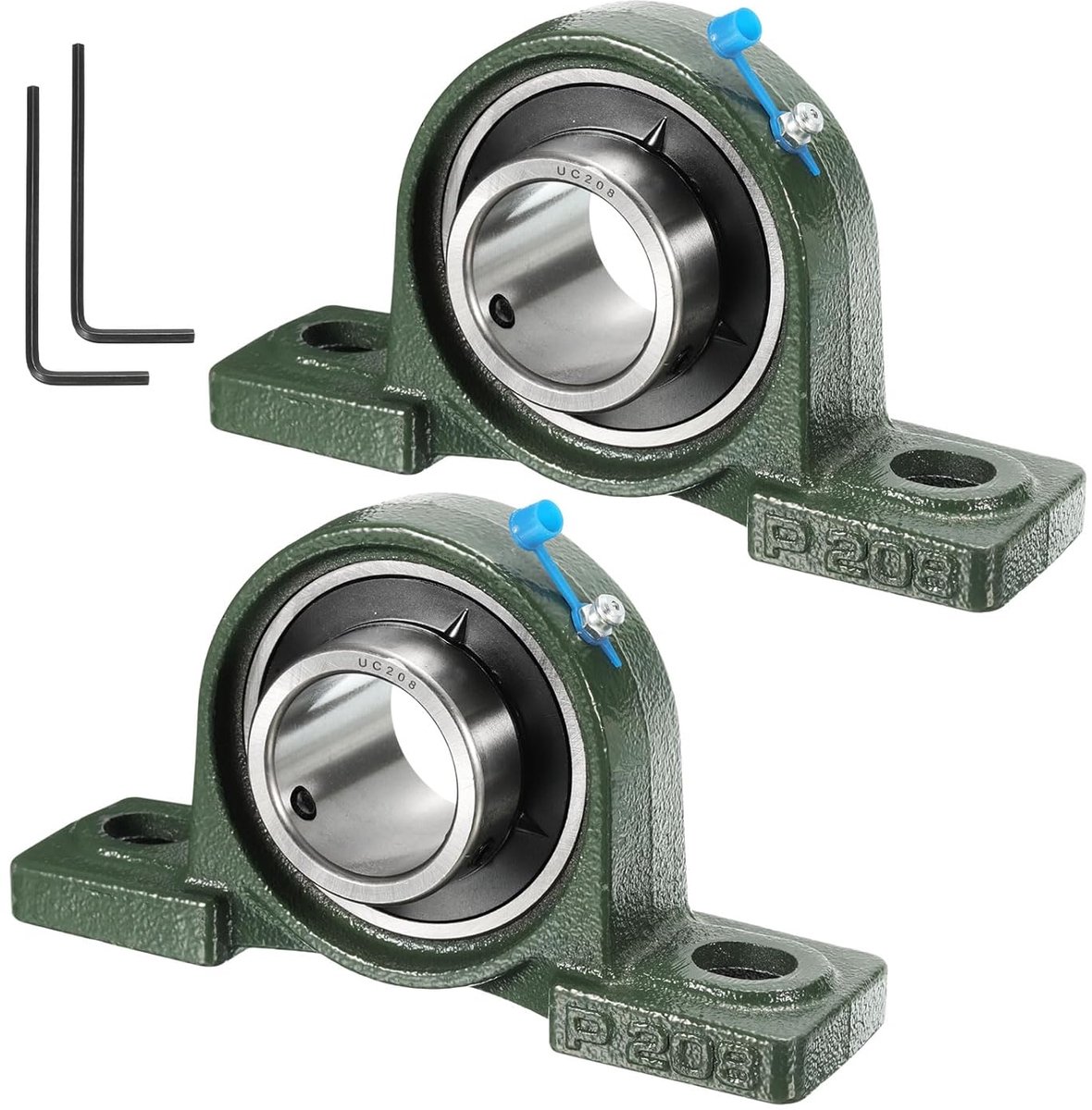 2 stuks UCP208 bloklagers met gat 40 mm, zelfrichtend, basis van massief gietijzer met kogellagers van chroomstaal