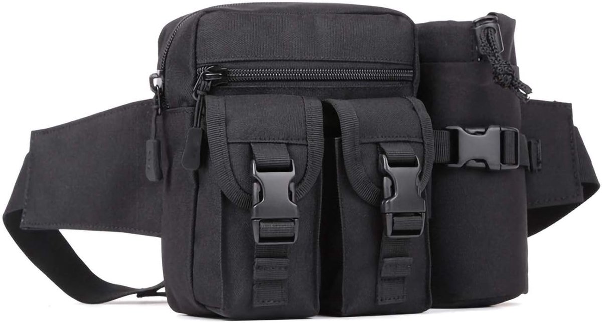 Tactische heuptas, sportheuptas, waterdicht, voor outdoor, hardlopen, reizen, wandelen, fietsen, klimmen, heuptas, zwart #2, Eén maat, Molle-heuptas