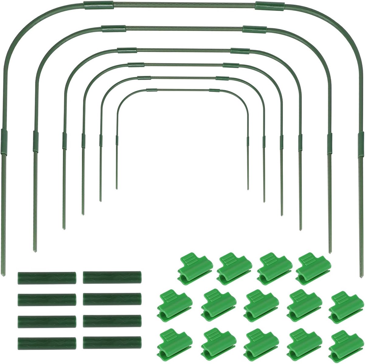 6 stuks folietunnel, plantenbescherming, broeikas met bevestigingsclips, metalen plantentunnel, bogen, voor verhoogd bloembed, afdekking, 85 x 100 cm, broeibed, tunnel, plantenbeschermingstent