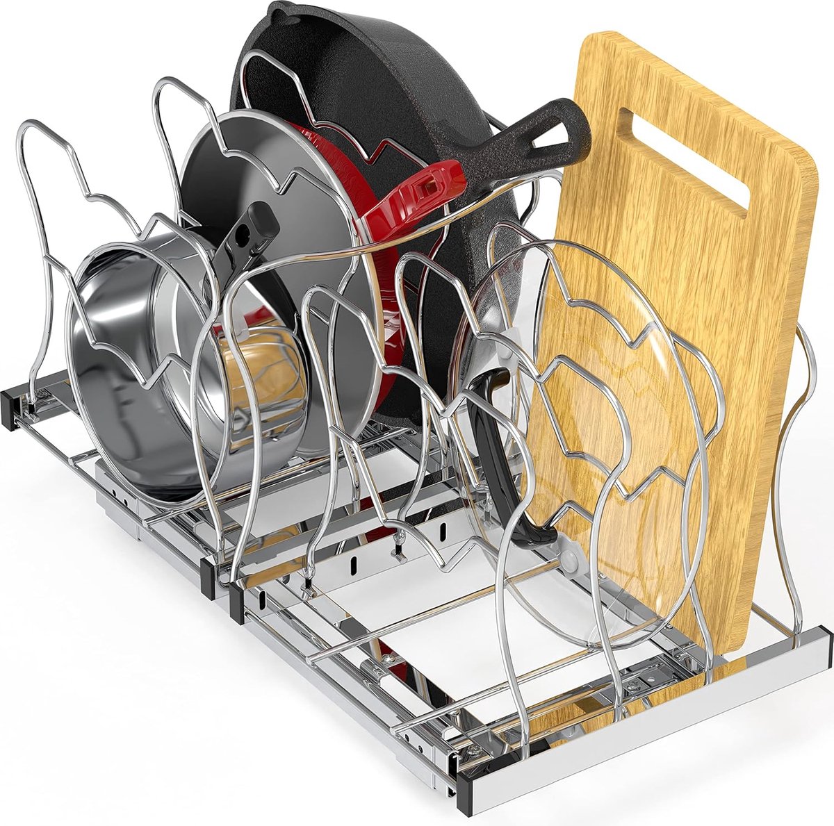 Houseware Organizer Trek Onder Kast Schuifplank Voor Keuken, Badkamer, Pantry Pan en Pot Deksel | voor Keuken Pan en Pot Deksel Organizer