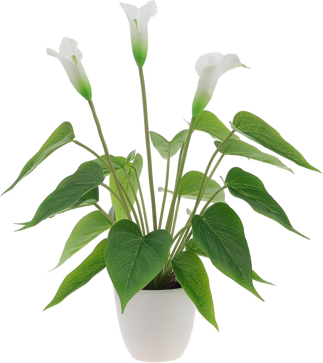 44cm Calla Lelie Kunstmatige Bloem Nep Groen Blad Plant Decoratie Realistische DIY Simulatie Bonsai Huis Kantoor Bruiloft Festival Party | Faux groen blad plant decor, realistische plastic DIY simulatie, Bonsai Home Office, Bruiloft festival tuin