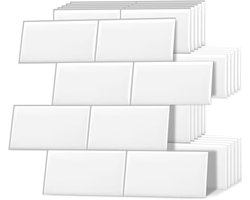Plaktegels Keuken Zelfklevende Tegels Wandtegels 10 Vellen | Wit,3d,Metro,Badkamer,Wand,Muur,Wandpaneel,30.5 x 30.5 cm