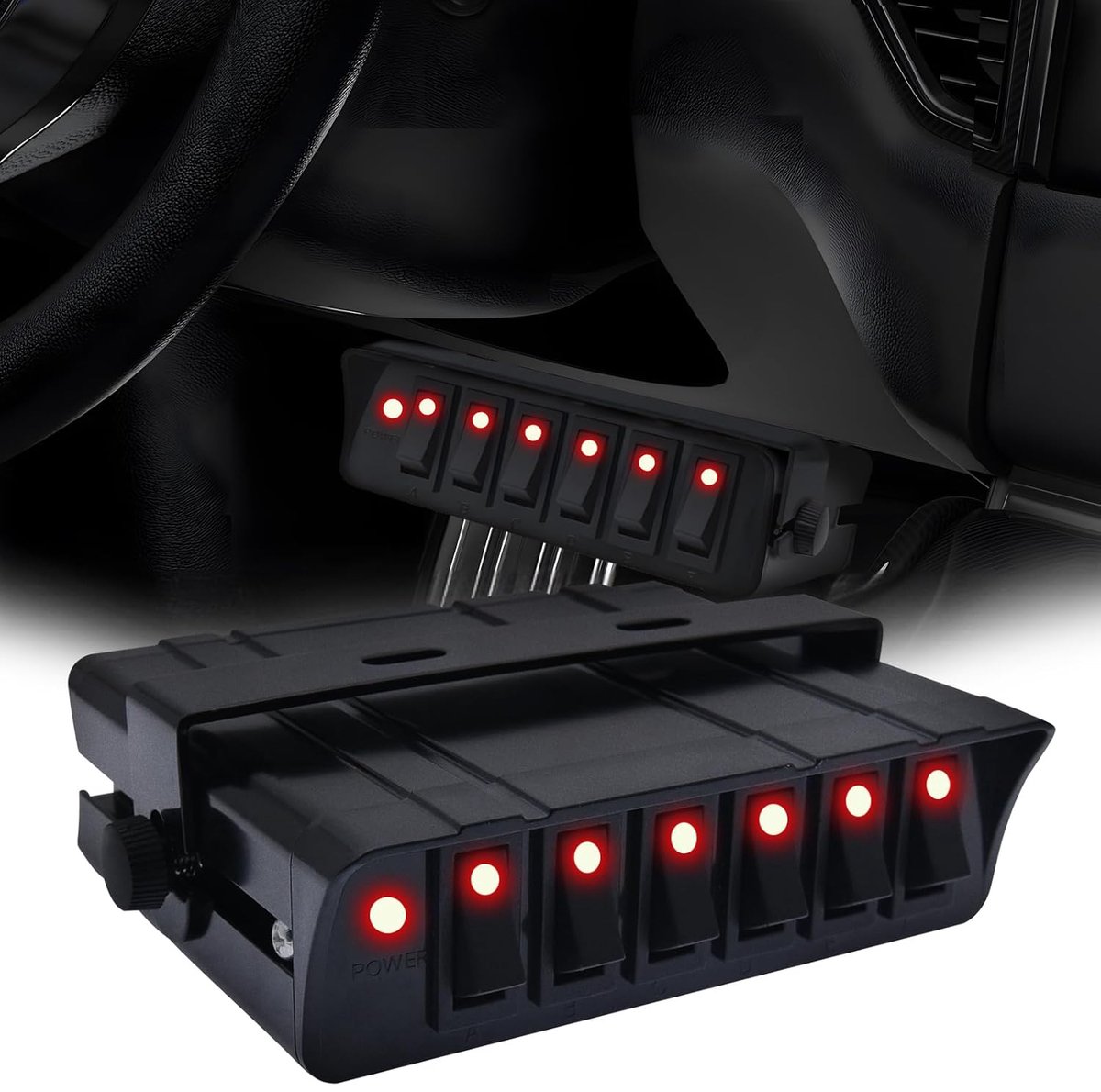 6-weg tuimelschakelaar schakelpaneel box SPST 12V aan/uit schakelaar schakelpaneel box 40 ampère max voor auto's, boten, marine, auto's, campers, caravans, vrachtwagens