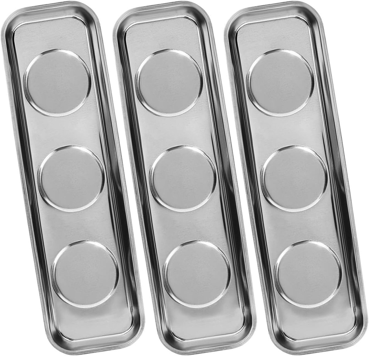 schaal, 3 stuks, 226 x 65 mm, roestvrij staal, magnetische gereedschapsschaal, vasthouden van gereedschap, schroeven, boren en spijkers, krachtige magneet, verdikte magnetische schaal