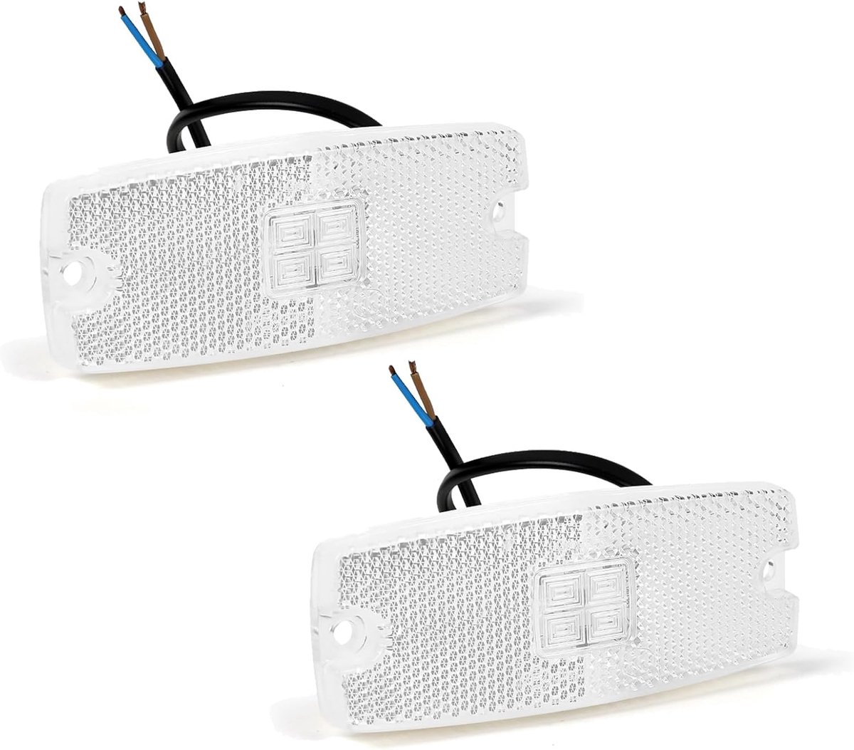2 x witte LED zijmarkeringslichten vrachtwagen markeringslichten auto display positielamp lamp voorzijde met reflector voor aanhanger van caravan 10~30 V ECE-goedgekeurd (wit)