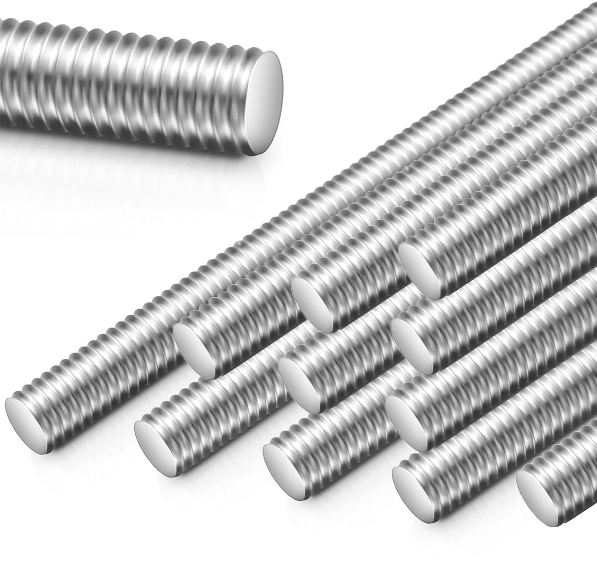 Schroefdraadstangen M6 x 100 mm roestvrij staal A2 V2A, 12 stuks schroefdraadstang volledige schroefdraad, schroefdraadstang rechtse schroefdraad, metalen schroefdraadbouten voor meubelbouw