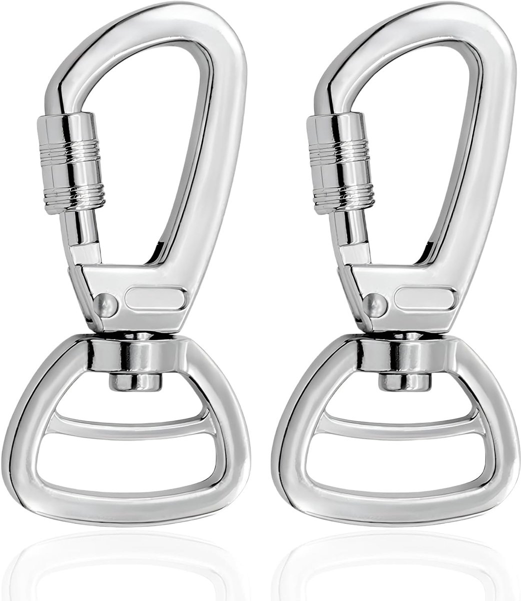Karabijnhaken met draaischarnier, Karabijn voor hondenlijn 2 stuks, Robuuste draai-kliksluiting karabijnhaak voor hondenlijn, bergbeklimmen, sleutelhanger (Kleur: Zilver)