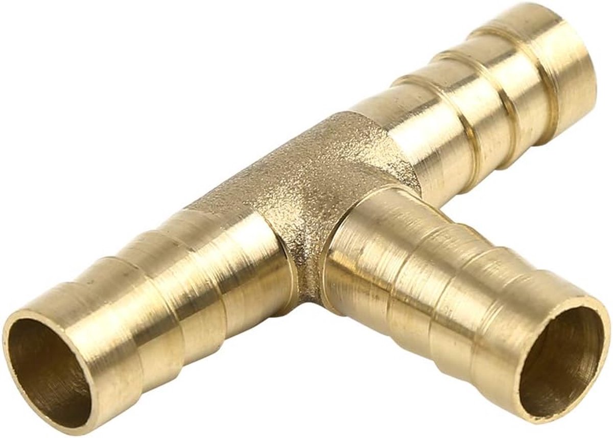 sourcing map 3-weg T-connector brandstof luchtwater gasolie 4 mm slangtuit messing 10mm Gold Tone