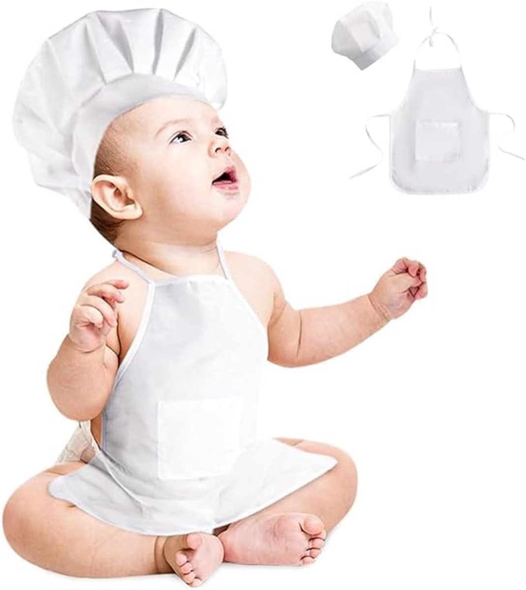 baby chef-kok kostuum fotografie foto prop hoed + schort outfit