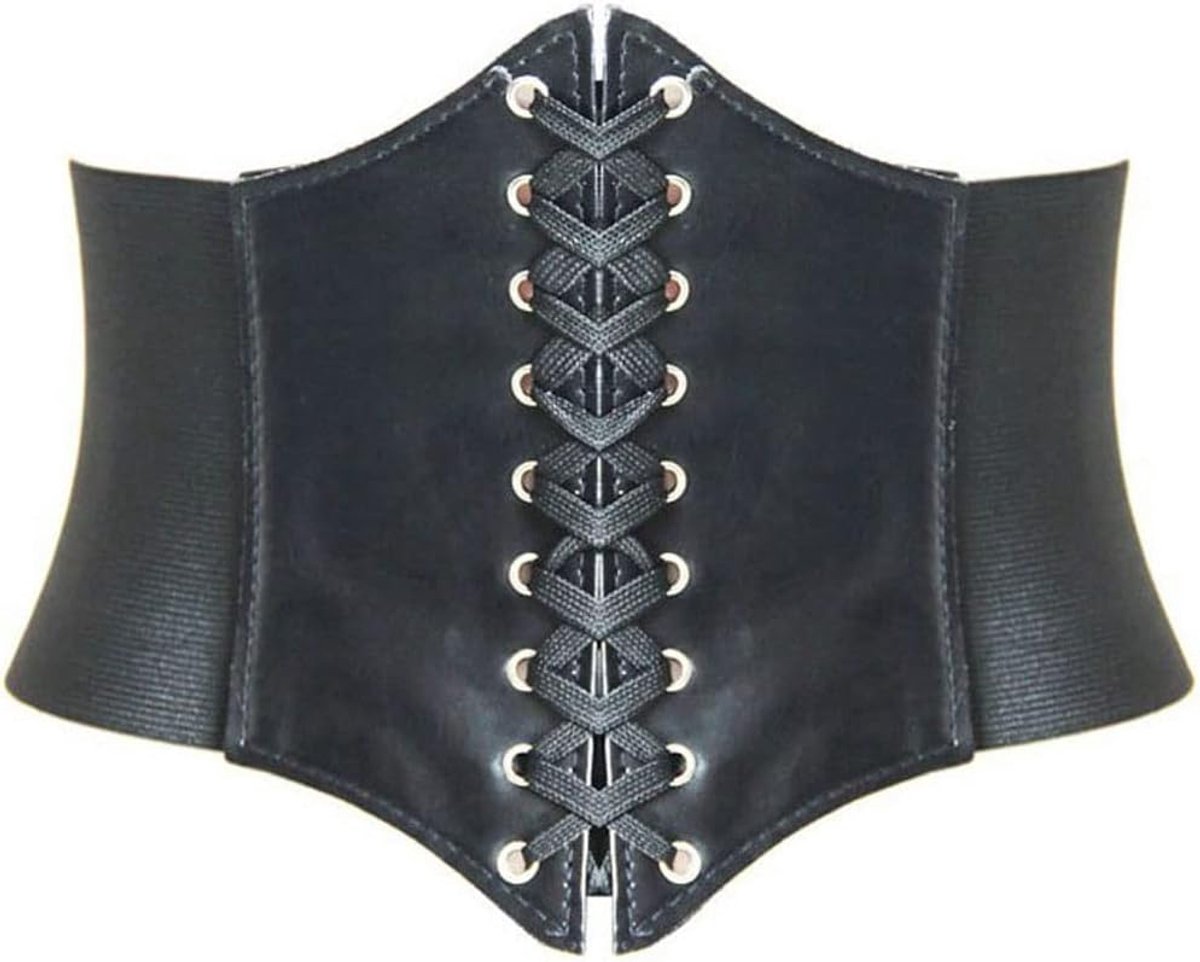 Dames riem elastische brede korset gebonden vintage tailleriem, zwart, XL | Elastisch korset voor dames, veterriem, retro riem, wespenriem, taille heupriem, korsetriem, middeleeuwen, piratenriem