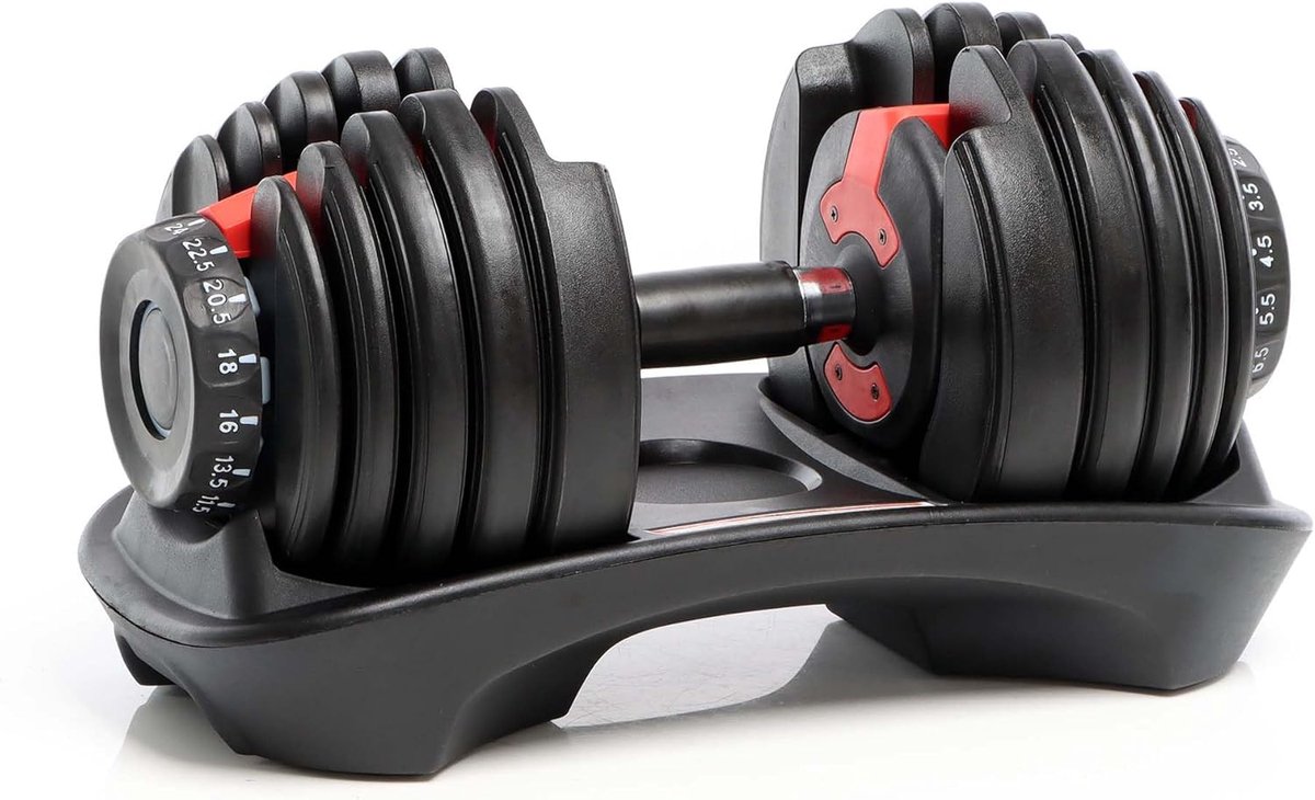 verstelbare halter met draaimechanisme, dumbell instelbaar gewicht van 2,5 tot 24 kg, aanpasbare trainingshalter set voor thuis, dumbell set krachttraining