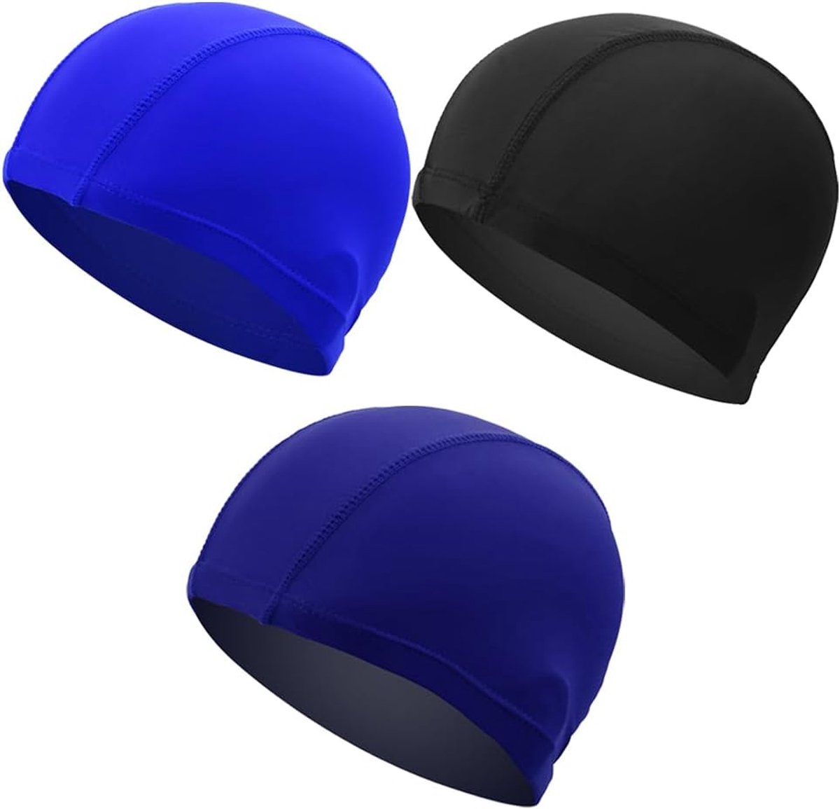 3 stuks elastische badmutsen, zwemmen rekbare antislip badmuts unisex badmutsen lichtgewicht badmutsen waterdichte elastische badmutsen voor lang en kort haar kinderen zwemmen