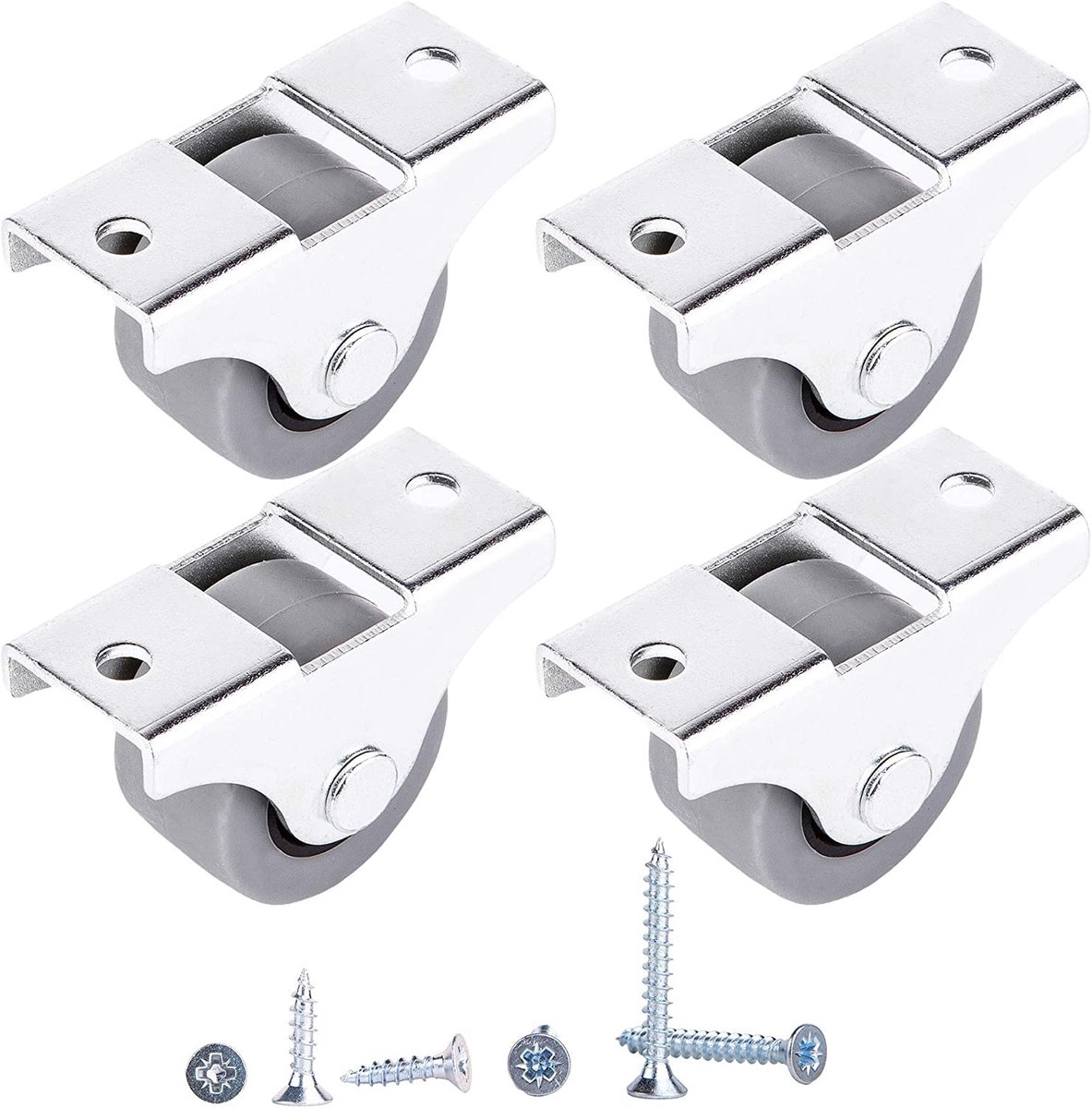 (4 Stuks) 25 mm Kleine Wielen Voor Meubels, Niet-Draaibaar, Niet-Kunststof Apparaat en Uitrusting, Rubberen Wielen Met Schroeven Inbegrepen (Ø 25 mm/25 kg)