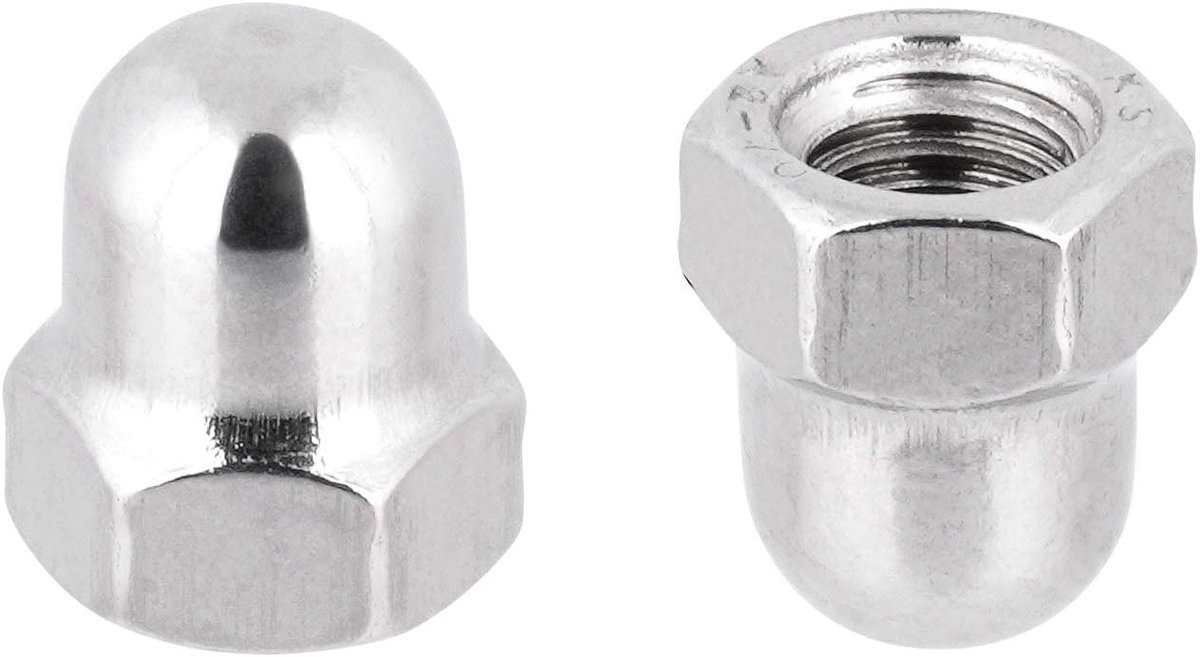 zeskant M16 hoge vorm DIN 1587 roestvrij stalen moeren A2 dopmoeren zeskantmoeren dopmoeren M16 10 stuks