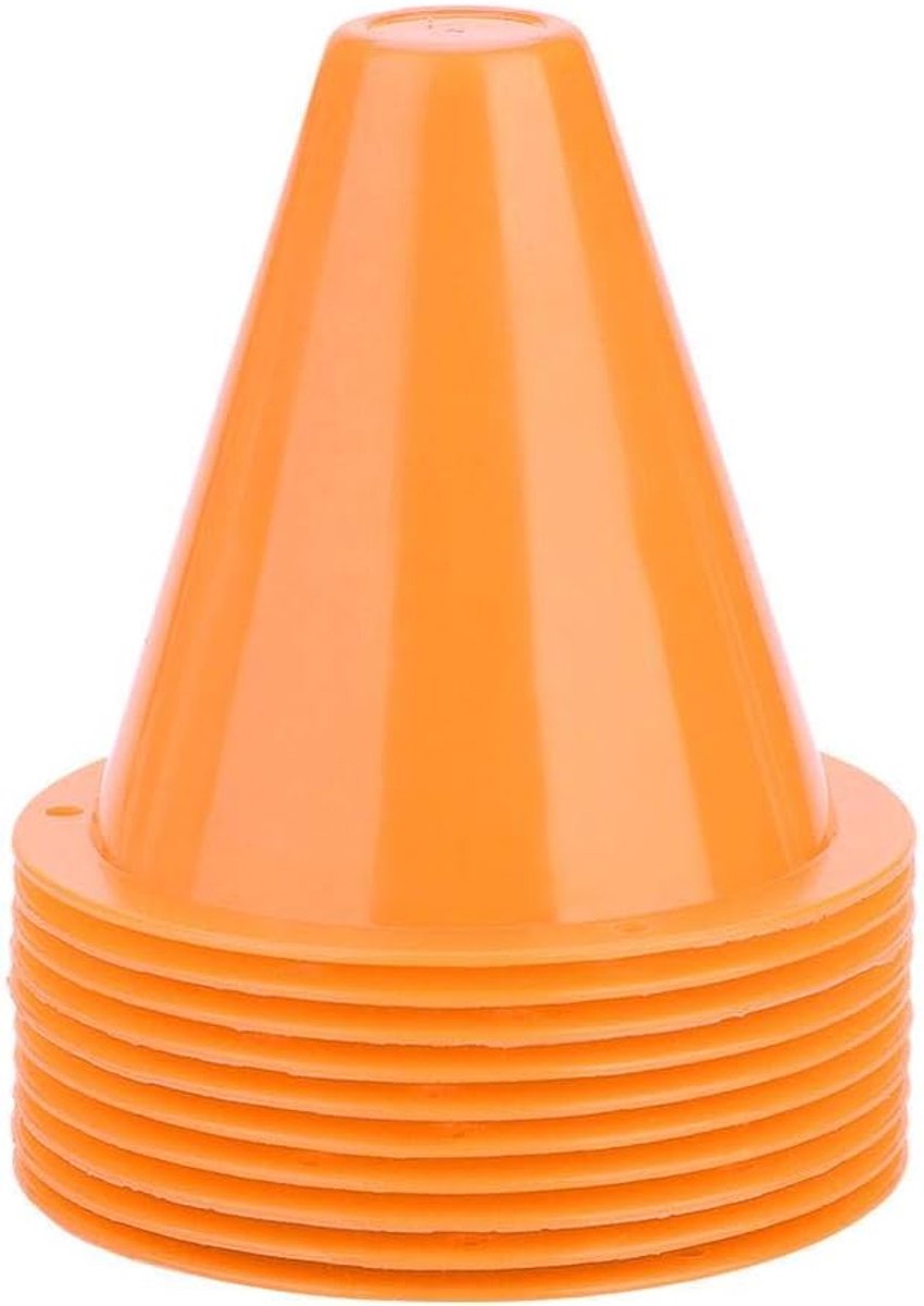 voetbal, verkeerskegel, trainingskegel, 10 stuks, voetbalcones, voetbal, sport, training, kegel, marker, kunststof marker houder voor kinderen en volwassenen, snelheid, behendigheid,