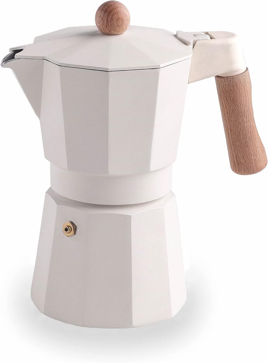 62096 Italiaans koffiezetapparaat Trento White, Express Koffiezetapparaat, gegoten aluminium, geschikt voor alle warmtebronnen, inclusief inductie, wit, 6 kopjes