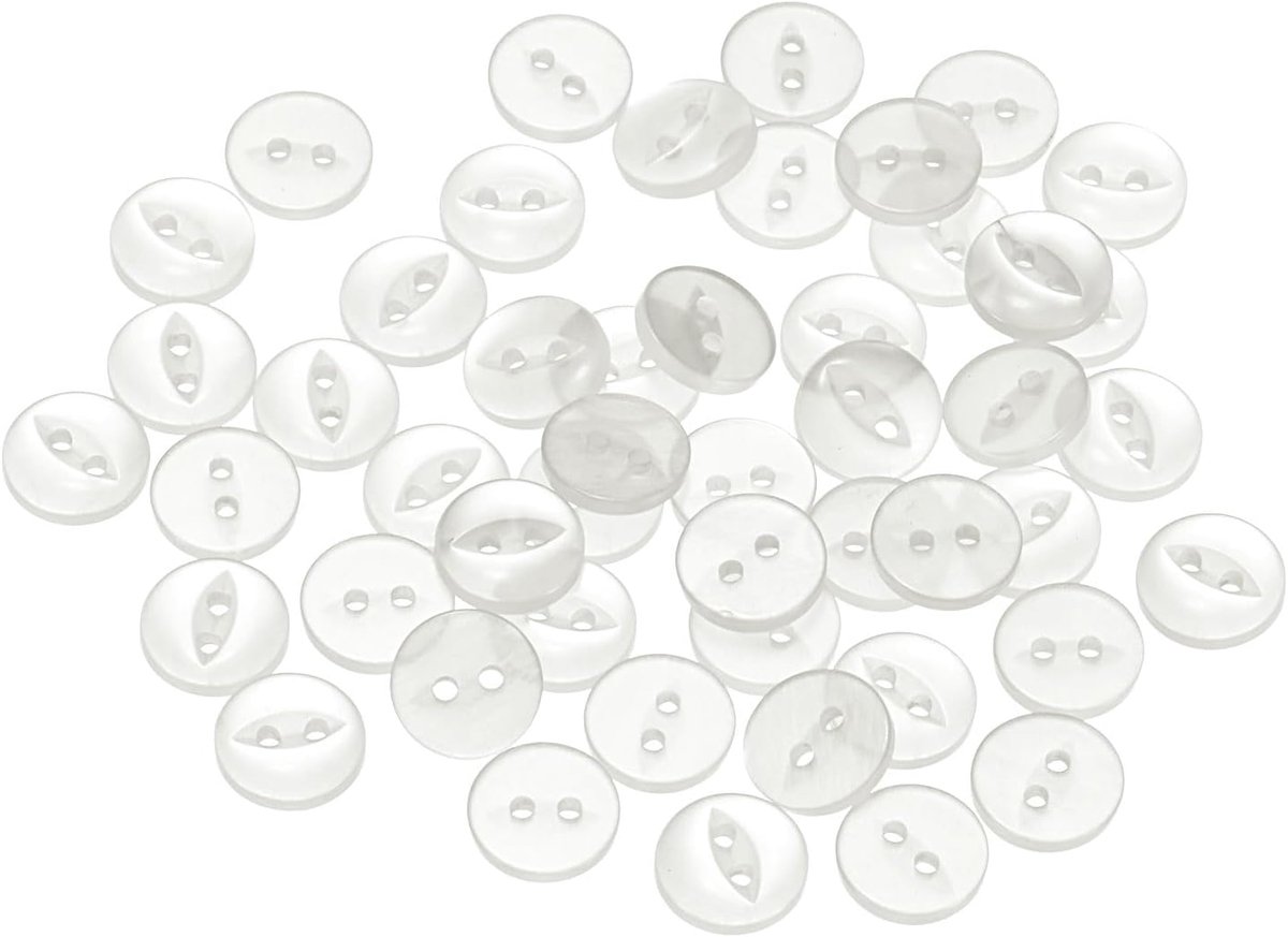 Knopen, rond, wit, 10 mm, kunsthars, 2 gaten visogen, voor het naaien van broeken, jurken, rokken, kleding, voor het bevestigen van handwerk, 50 stuks