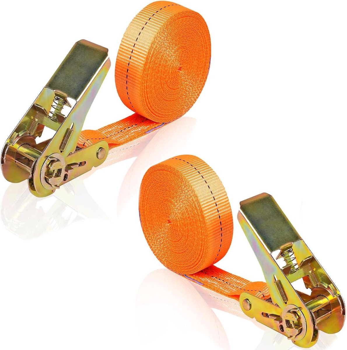 2 stuks sjorbanden met ratel, 6 m x 25 mm spanbanden voor bagage, bestelwagen, motorfiets, verhuizingsapparaten