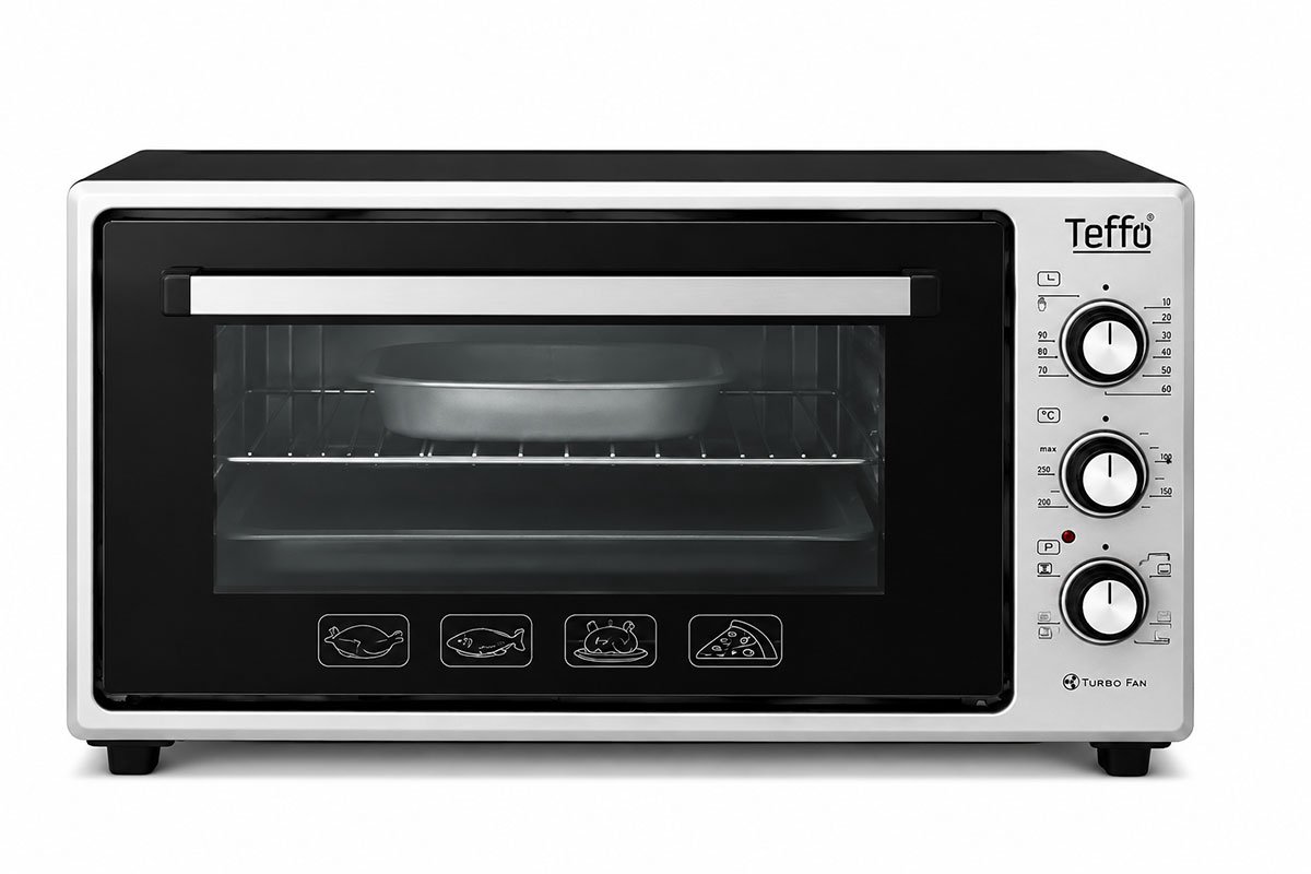Teffo Elektrische Oven - 60 Liter - 1650W - Turbo Ventilator - Dubbele Glasdeur - Vrijstaande Oven