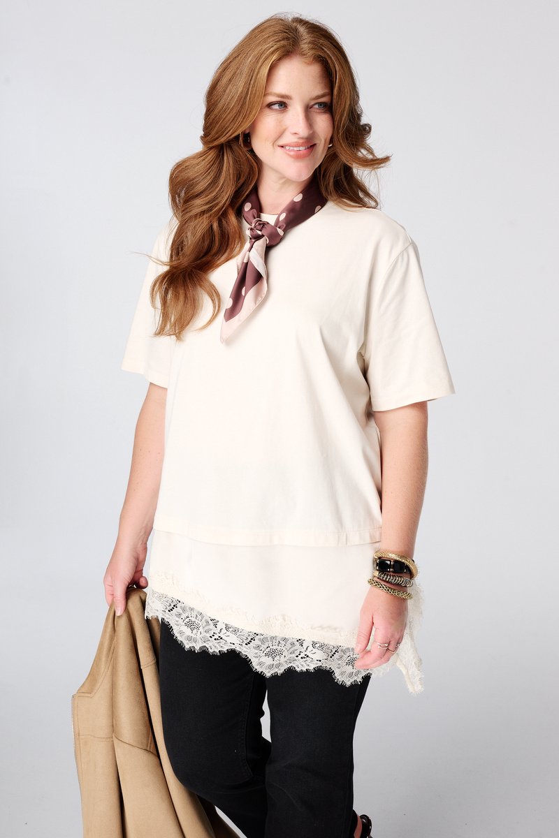 MS Mode T-shirt T-shirt met kant
