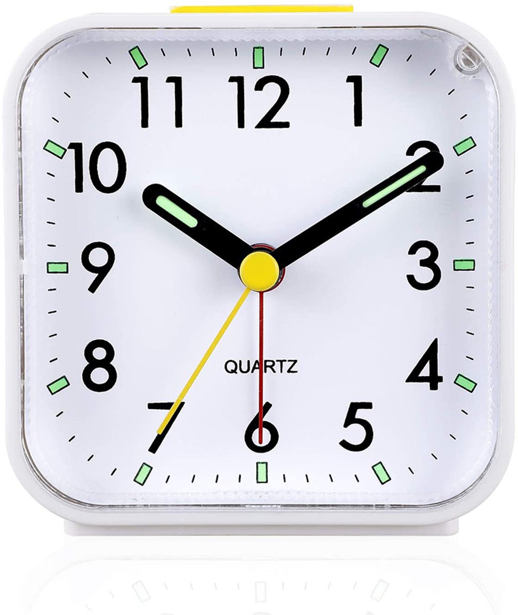 carmdering - Stille Analoge Wekker Zonder Tikkend Geluid - Quartz Wekker met Snooze en Nachtverlichting