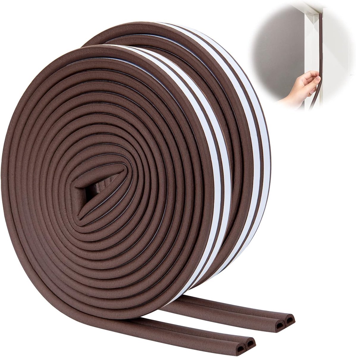 Deurafdichtingsstrip 16 meter - D-type geluidsisolatie - zelfklevend schuimrubber - bespaar energie - ShopVlot
