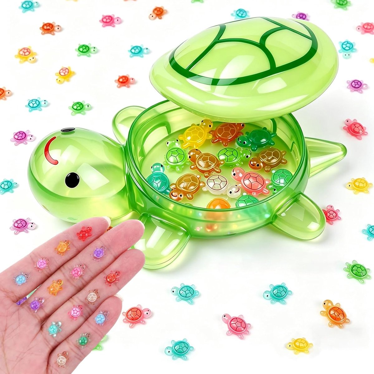 Miniatuur schildpadden set - 200 resin figuren - inclusief grote lichtgevende schildpad - SnelShoppen