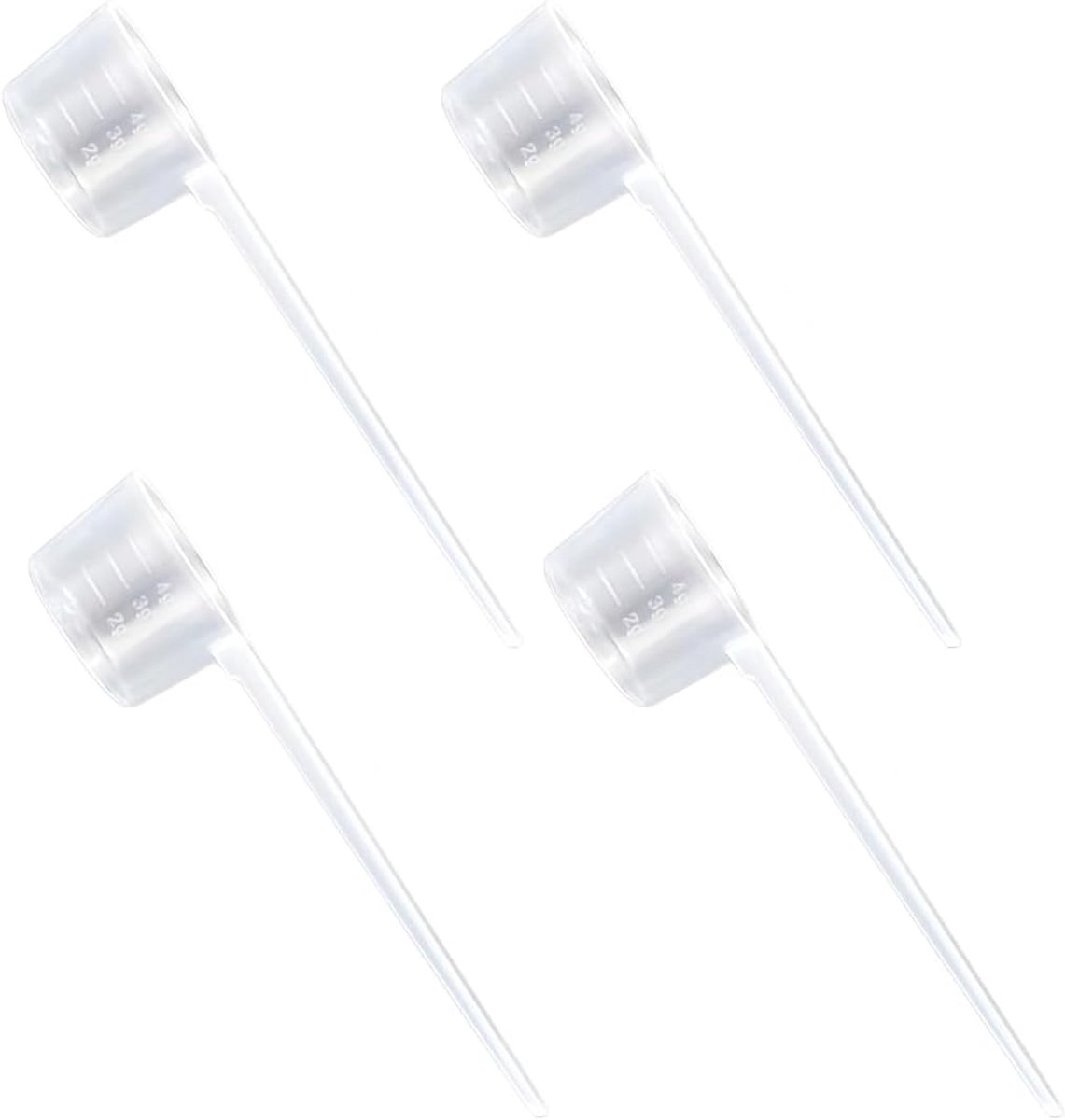 4 stuks maatlepels, doseerlepel, 5G scoop, transparante proteïne, gram lepel, maatlepel 5G met schaal, 2G, 3G, 4G, voor koken, bakken, waspoeder