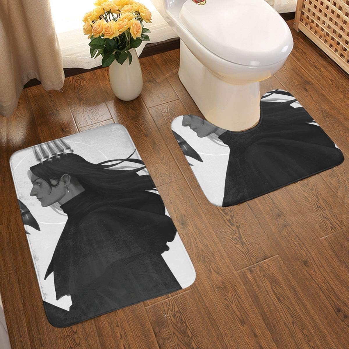 2-delige zachte anti-slip badmatset, textuur fotografie inclusief 80x50cm hoge absorptie wc-bril en 50x40cm microvezel zachte zachte zachte badtapijt, anti-slip mat wasbaar.